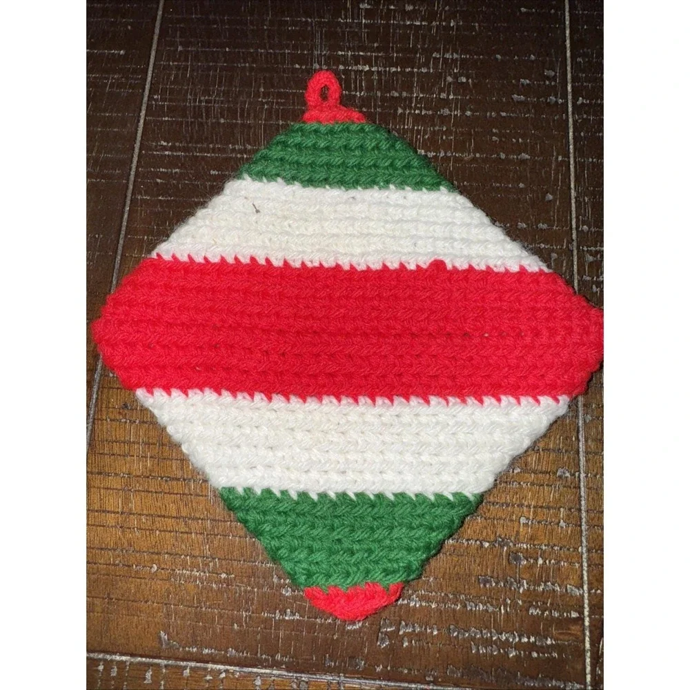 3 Handmade Crochet‎ Potholder Hot Pad Christmas Kitchen Decor Double Thickness